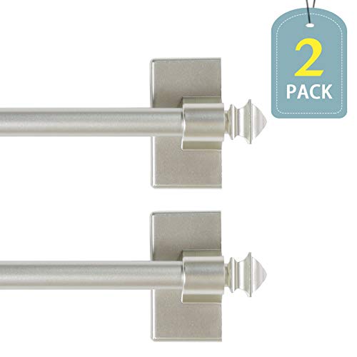 Product Cover H.VERSAILTEX Magnetic Curtain Rods Adjustable Length from 16-28 Inch with Square Ends for Small Windows, 1/2