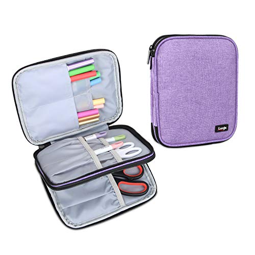 Product Cover Luxja Carrying Bag for Cricut Pen Set and Basic Tool Set, Double-Layer Organizer for Cricut Accessories (Bag Only), Lavender