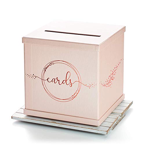 Product Cover Hayley Cherie - Pink Gift Card Box with Rose Gold Foil Design- Textured Finish - Large Size 10