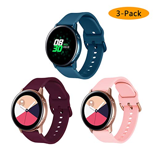 Product Cover Koreda Compatible Samsung Galaxy Watch Active Bands/Galaxy Watch 42mm/Gear Sport Bands Sets, Silicone Strap Replacement Wristband with Stainless Steel Buckle Compatible Galaxy Watch Active 40mm R500