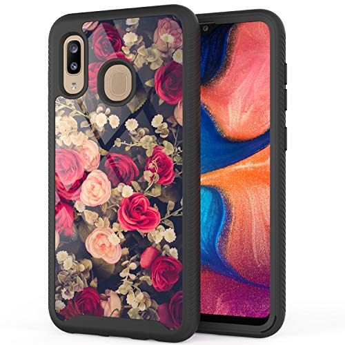 Product Cover ANLI Samsung Galaxy A20 Case, Samsung A30 Case, Fashion Floral Design Drop Protection Hybrid Dual Layer Armor Protective Case Cover for Girls and Women Rose Flowers
