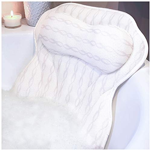 Product Cover Luxury Bath Pillow Bathtub Pillow - Ergonomic Neck Support Like No Other - 3D Air Mesh Technology - Non Slip, Machine Washable & Quick Dry Bath Pillows for Tub