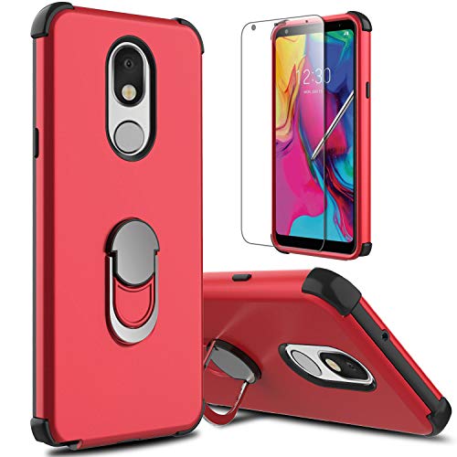 Product Cover LG Stylo 5 Case with Soft TPU Screen Protector, Case for LG Stylo 5 Plus/LG Stylo 5V, lovpec Ring Magnetic Holder Kickstand Phone Cover Case for LG Stylo 5 (Red)