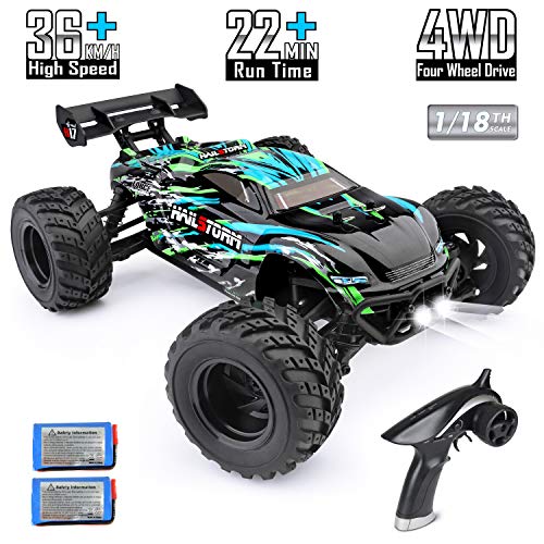 Product Cover HAIBOXING RC Cars Hailstorm, 36+KM/H High Speed 4WD 1:18 Scale Electric Waterproof Truggy Remote Control Off Road Monster Truck with Two Rechargeable Batteries, RTR ALL Terrain Toys for Kids and Adult