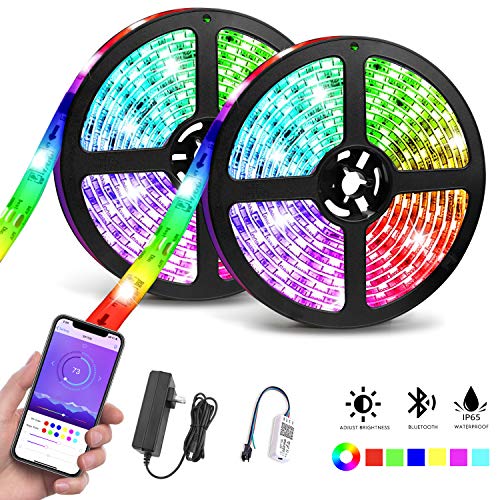 Product Cover LED Strip Lights Waterproof, 32.8ft/10M Bluetooth LED Chasing Light with APP, Dream Color Changing RGB Rope Lights Kit, 12V 300 LEDs Flexible Led Strip Lighting for Bedroom Kitchen Home Decoration