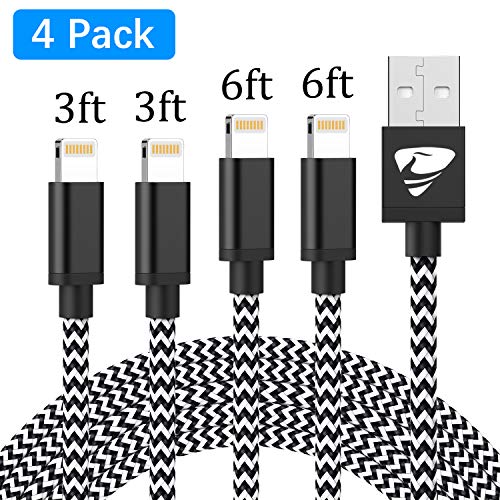 Product Cover iPhone Charger MFi Certified Fast iPhone Charging Cord Aioneus 4Pack Charging Cable 6FT 6FT 3FT 3FT Nylon Braided Cable Charger Cord Compatible iPhone Xs XR X 1110 8 8 Plus 7 7 Plus 6 6s Plus SE iPad