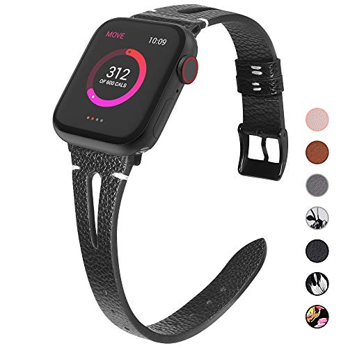 Product Cover OULUOQI Compatible with Apple Watch Band 38mm 40mm 42mm 44mm Women, 2019 Slim Soft Leather Band Replacement for iWatch Bands Series 5/4/3/2/1