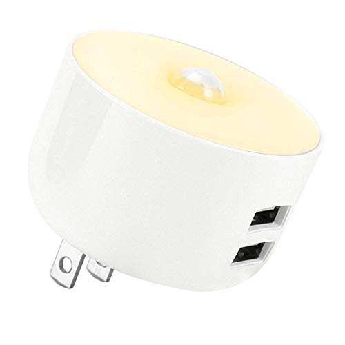Product Cover Night Light LED Night Light 2-Port USB Wall Charger（5V2A）12xLED for Cabine, Reading and Working(Warm Light 2900K)