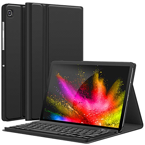 Product Cover Galaxy Tab S5e Case with Keyboard 2019 - T720 T725, PU Leather Flip Stand Case - Magnetically Detachable Wireless Keyboard Case for Samsung Galaxy Tab S5e 10.5 Inch SM-T720 SM-T725 2019 - Black