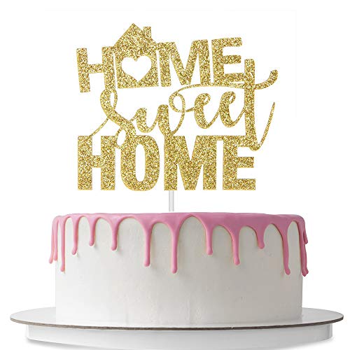 Product Cover Home Sweet Home Cake Topper, New Home, Welcome Home Sign Cake Decor, House Warming Party Decorations Supplies, Gold Glitter
