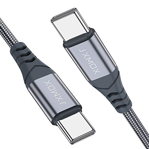 Product Cover USB C to USB C Cable [2 Pack 3.3ft], JXMOX USB-C to USB-C Fast Charger Nylon Braided Charging Cord Compatible with Samsung Galaxy Note 10 Plus A80, Google Pixel 2/3/3a XL, MacBook,iPad pro 2018-Grey