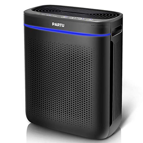 Product Cover PARTU Air Purifier True HEPA Filter for Bathroom Living Room Smart Sensor Eliminator for Cigarette Smoke, Allergies, Dust, Odor and Pets Dander, Pollen, No Ozone(Available for California)