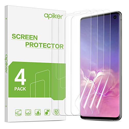 Product Cover [4 PACK] Screen Protector for Galaxy S10, apiker Upgraded Full Coverage Screen Protector for Samsung Galaxy S10 - HD Clear Film, Case Friendly
