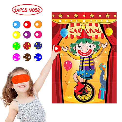 Product Cover Carnival Pin The Nose On The Clown Party Game,Fun Carnival Game for Kids and Adults in Carnival Party Activities, Great Carnival Decorations and Supplies