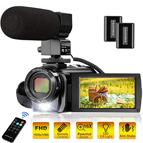 Product Cover Video Camera Camcorder MELCAM 1080P YouTube Camera 30FPS with Microphone, Remote Control, 2 Rechargeable Batteries, 24MP 3.0 Inch Screen
