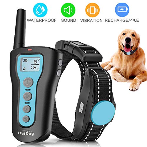 Product Cover Dog Training Collar Dog Shock Collar 1000ft Remote Rechargeable & Waterproof with Beep Vibration Harmless Safe Shock Collar for Small Medium Large Dogs