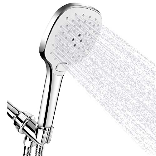 Product Cover High Pressure Handheld Shower Head, FEELSO 3-Setting Hand Held Showerhead with Powerful Spray, 60 Inches Stainless Steel Hose, Adjustable Angle Bracket, Chrome