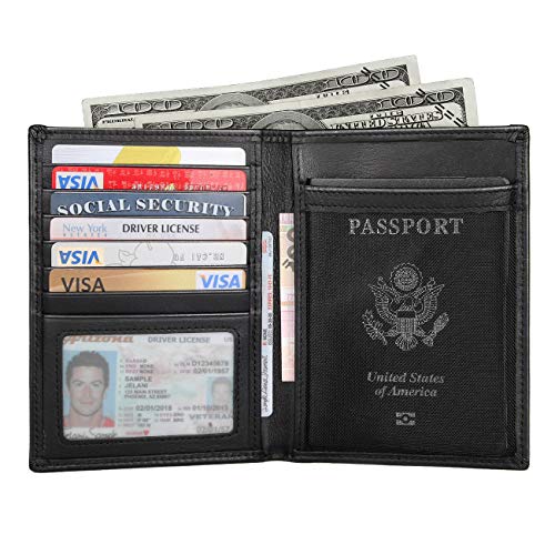 Product Cover Polare RFID Blocking Napa Leather Passport Holder Travel Wallet for Men and Women (Black)