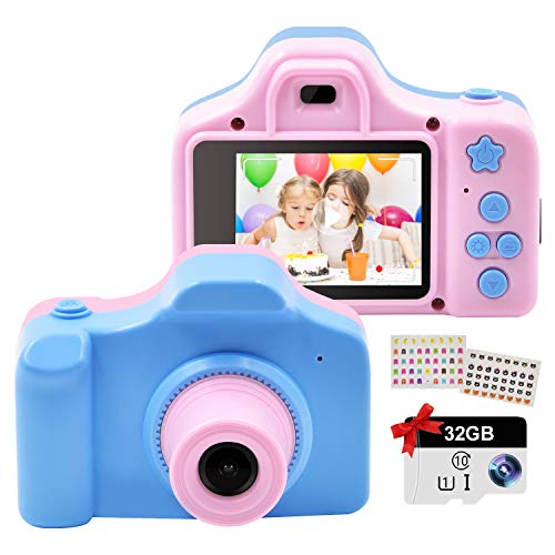 Product Cover Janboo Kid Camera, Childrens Digital Cameras, Rechargeable Toy Camera, Video Camera with 2 Inch IPS Screen and 32GB SD Card, Toddler Video Recorder 1080P, Mini Child Camcorder, Gifts for 4-8 Year