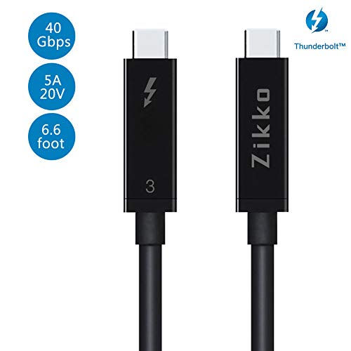Product Cover Zikko Active Thunderbolt 3 Cable 40Gbps 100W 20V/5A (2 Meters, 6.6ft) USB C to USB C Data Transfer for Docks, Display, Storage, Compatible with MacBook, HP, Dell, Chromebook, Support 8K 60Hz Video