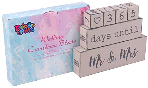 Product Cover Large Wedding Countdown Block by Decor Pals. Get Excited with Sturdy Rustic Days Till Wedding Countdown Clock. Let The Countdown Till Wedding Begins with This Engagement and Bridal Shower Present