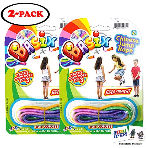 Product Cover Rainbow Chinese Jump Ropes Bundle Pack for Kids 2 Pack Jump Ropes Outdoor Indoor Play with 2 GosuToys Stickers