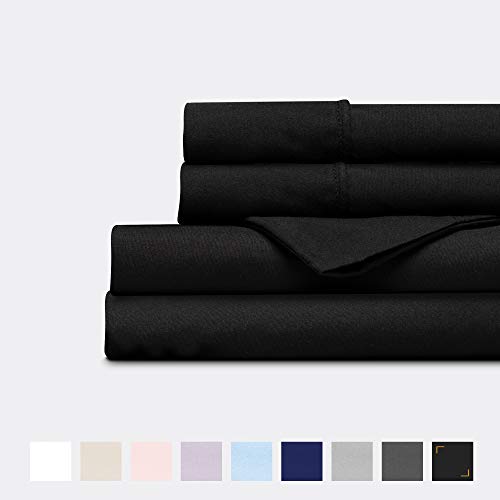 Product Cover Everspread Brushed Microfiber Bed Sheet Set (4 Piece Set) - Queen Size, Black. Fits Mattresses up to 16 inches. Hypoallergenic and Wrinkle Resistant
