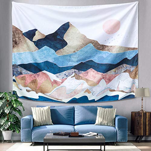 Product Cover GOCHANGE Mountain Sunset Tapestry, Color Mountain Wall Hanging Tapestry, Sunset Nature Landscape Art Wall Hanging, Mural for Bedroom, Living Room, Dorm, Home Decoration (51.2