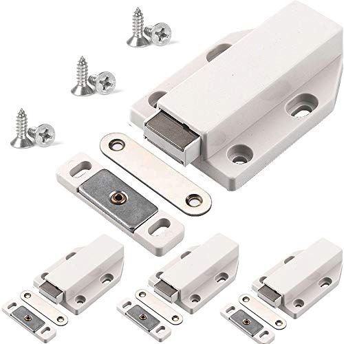 Product Cover Magnetic Push Latches for Cabinet Jiayi 4 Pack Push to Open Cabinet Latch Magnetic Touch Latch Heavy Duty Push Release Magnetic Latch for Large Door Kitchen Drawer Closer Closet Door Closing