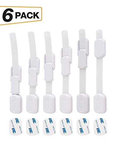 Product Cover Tamori Child Safety Cabinet Locks - 6 Pack Baby Safety Cabinet Locks - 6 Extra 3M Adhesives - Adjustable Strap Latches - Child Proof Cabinet Locks for Drawer, Fridge, Cupboard, Oven