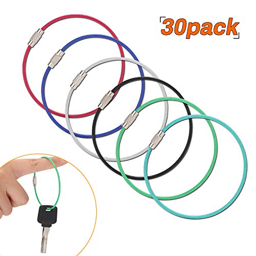 Product Cover NORACLAN Colored Nylon Coated Stainless Steel Keychain Cable Wire Loop Keychain Ring Wire Loops for Hanging Heavy Duty Luggage Tags Loops Or ID Tags Durable Organize