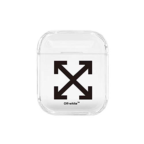 Product Cover Hard Plastic Cross Logo Clear Case for Apple Airpods 1 2 High Fashion Brand Creative Design Protective Transparent Shockproof Smooth Boys Teens Men Guys Boyfriend Husband