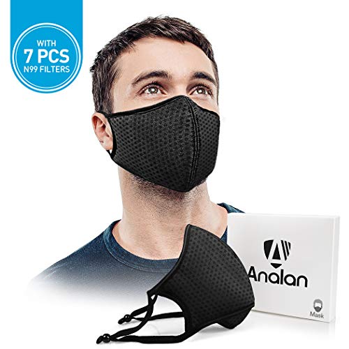 Product Cover ANALAN Dust Mask Anti Air Pollution Mask Washable Reusable Mouth Masks for Allergies Smoke Pollen with 7Pcs Mask Filter