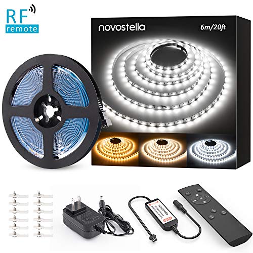 Product Cover Novostella 20ft Tunable White LED Strip Light kit, Dimmable 3000K-6000K 720 LEDs, 12V LED Tape with RF Remote, LED Ribbon for Home Lighting Kitchen Bar, UL Listed Power Supply, Daylight Warm White