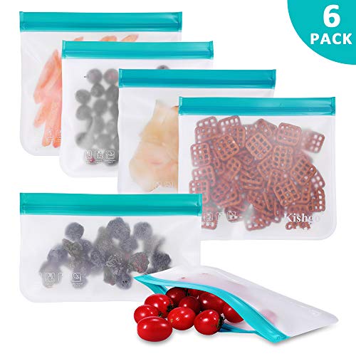 Product Cover Reusable Storage Bags (6 Pack) - 4 Reusable Sandwich Bags, 2 Reusable Snack Bags, Leakproof Lunch Bags, and Clear Food Storage Bags, Extra Thick, FDA Food Grade Material - Meal Prepping.