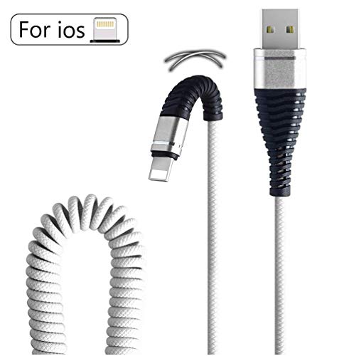Product Cover ASAY4u, Charging USB Cable, Coiled Phone Charger Cable for Car [3.9 ft], All iOS Devices (White)