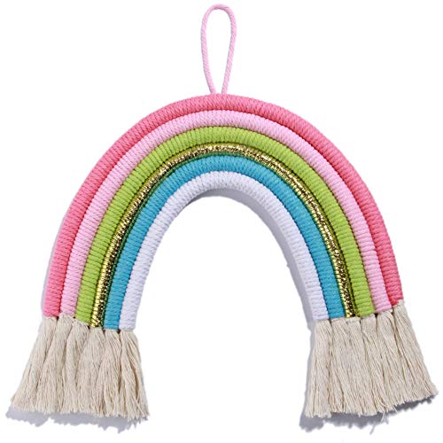 Product Cover Rainbow Wall Decor, Woven Wall Hanging for Nursery and Home Decor (11-4/5 x 13-1/3 inch)