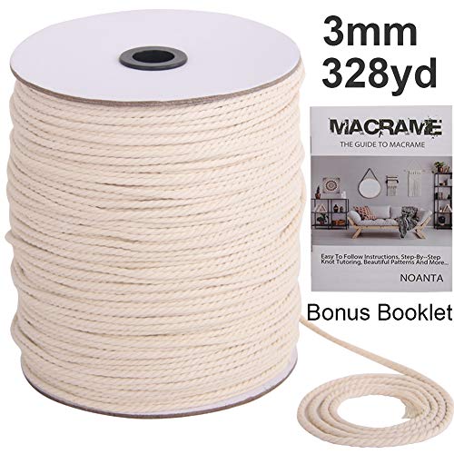 Product Cover NOANTA Macrame Cord 3mm x 328Yards, 100% Natural Cotton Macrame Rope Cotton Cord, Perfect Macrame Supplies for Wall Hanging, Plant Hangers, Crafts, Knitting, Decorative Projects