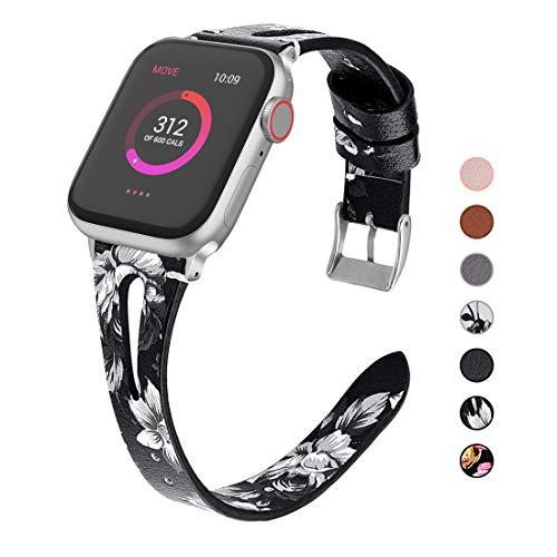Product Cover OULUOQI Compatible with Apple Watch Band 38mm 40mm 42mm 44mm Women, 2019 Slim Soft Leather Band Replacement for iWatch Bands Series 5/4/3/2/1