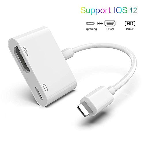 Product Cover Lightning to HDMI Adapter Converter [Apple MFi Certified] 1080P Lighting Digital Audio AV Adapter with Charging Port Support iPhone XR Xs X 8 7 Plus on HDTV Monitor Projector Support iOS 11