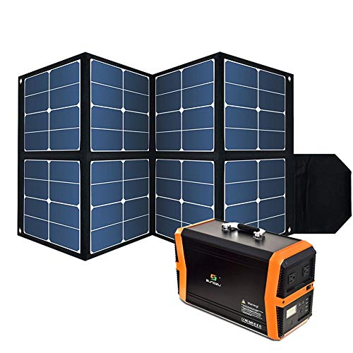 Product Cover 130W Foldable Solar Panel Kit, Portable Solar Charger with 5V/3A 12V/5A 19V/6A 20V/6.5A Output for Portable Power Station RV CPAP Laptop Light Drone Camera Camping and Home Use