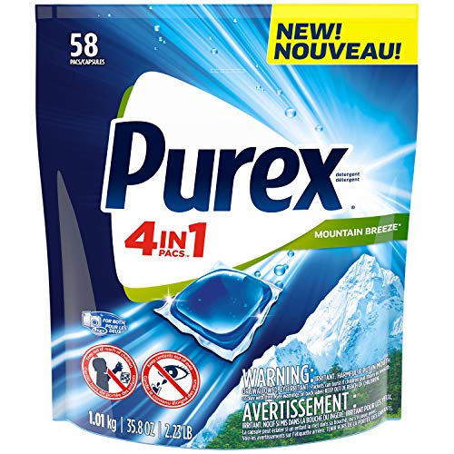 Product Cover Purex 4-in-1 Laundry Detergent pacs, Mountain Breeze, 58 Count