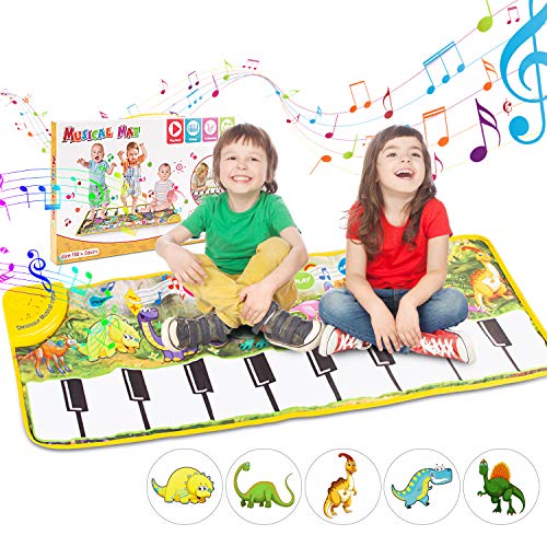 Product Cover Magicfun Kids Musical Piano Mat - 43.5 x 14'' Play Keyboard Mat, Electronic Music Carpet 8 Dinosaurs Touch Play Blanket Funny Xmas Gifts Toys for Girls Boys Toddlers Infant Kids Age 3 4 5 6 Years Old