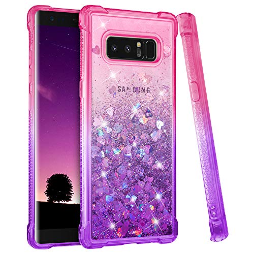 Product Cover Ruky Galaxy Note 8 Case, Gradient Quicksand Series Glitter Flowing Liquid Floating Soft TPU Bumper Cushion Girls Women Phone Case for Samsung Galaxy Note 8 (Pink Purple)