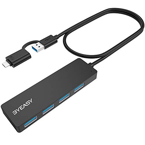 Product Cover BYEASY USB Hub, USB C Hub to USB 3.0 Hub with 4 Ports and 2 ft Extended Cable, Ultra Slim Portable USB Splitter for MacBook, Mac Pro/Mini, iMac, Ps4, Surface Pro, XPS, PC, Flash Drive, Samsung More