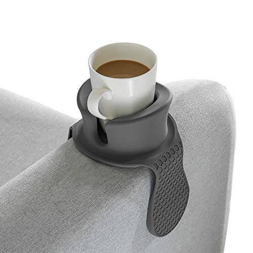 Product Cover Sofa Cup Holder - Watruer The Ultimate Anti-Spill Couch Coaster Holder Food Grade Silicone Drink Holder for Your Sofa or Couch - Grey