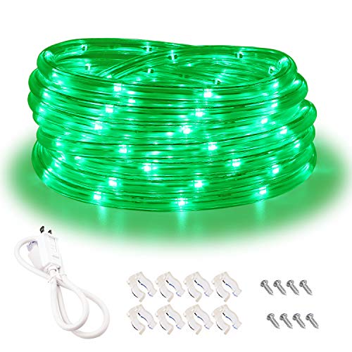 Product Cover Green Rope Lights,16ft Waterproof, Connectable and Flexible LED Strip Lights with Advanced LEDs and Crystal-Clear Thick PVC Jacket, High Brightness, Great for Deck Pergola Handrail Bedroom