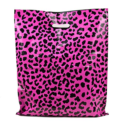 Product Cover Merchandise Bags 12x15 - Pink Cheetah Print - 100 Pack - Glossy Retail Bags - Shopping Bags for Boutique - Boutique Bags - Plastic Shopping Bags