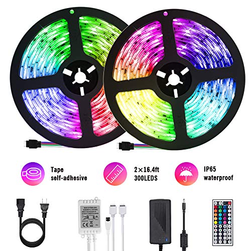 Product Cover DLIANG DreamColor LED Strip Light Kit 32.8ft Flexible Tape Lights 5050 SMD RGB 300 LEDs Waterproof IP65 Rope Light with 44 Keys IR Remote Controller and 12V Power Adapter for Home Kitchen Party Deco