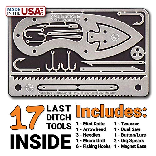 Product Cover Tiny Survival Card: A 17-Tool Survival Kit with Knife That Fits in Your Wallet - Ultimate EDC, Multitool Card for Your Wallet - Great Gift!